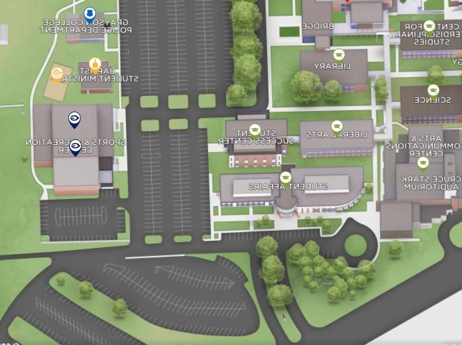 Screenshot of 3d interactie mpa featuring the student affairs building